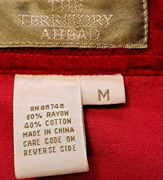 The Territory Ahead Red Velour Button Up Shirt - Picture 4 of 7